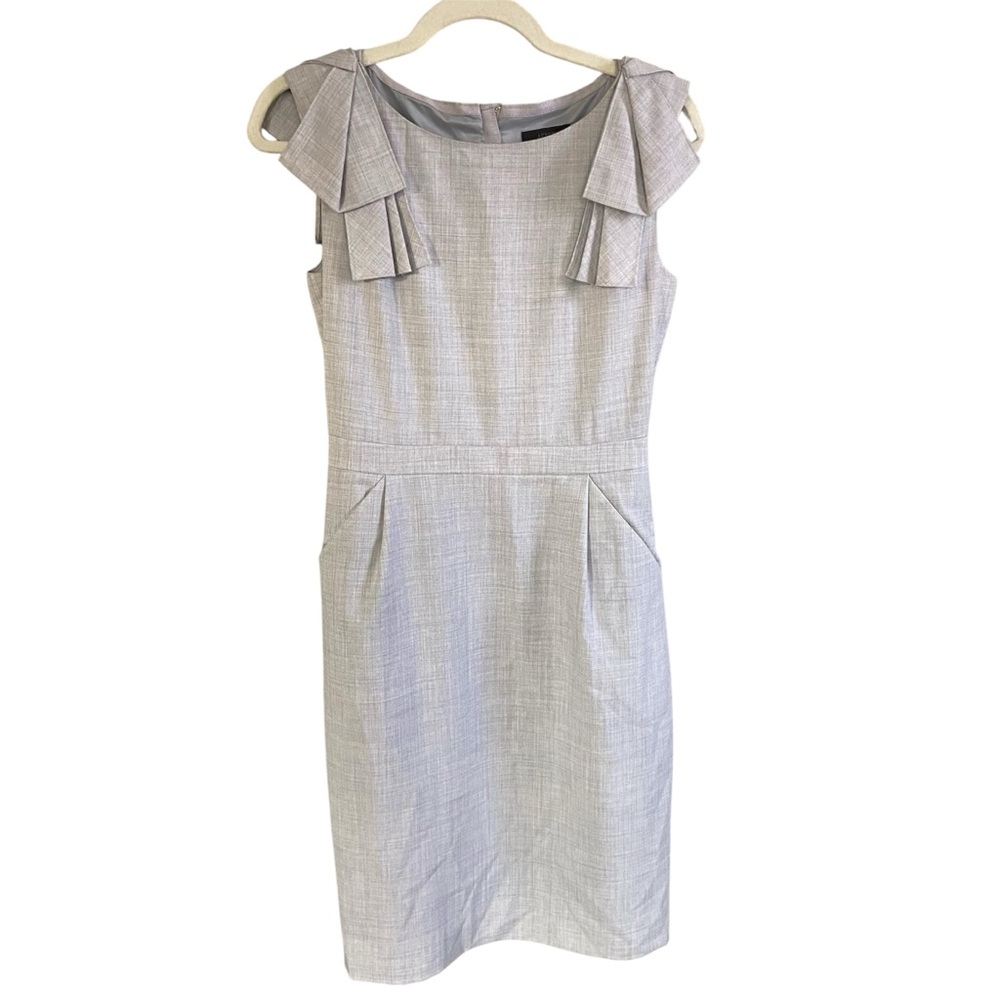 J. Crew Wool Bow Shoulder Heather Grey Pencil Dress